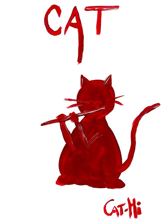 Painting - Meditative Kitty with Flute