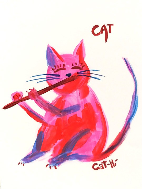 Painting - Pretty Kitty with Flute