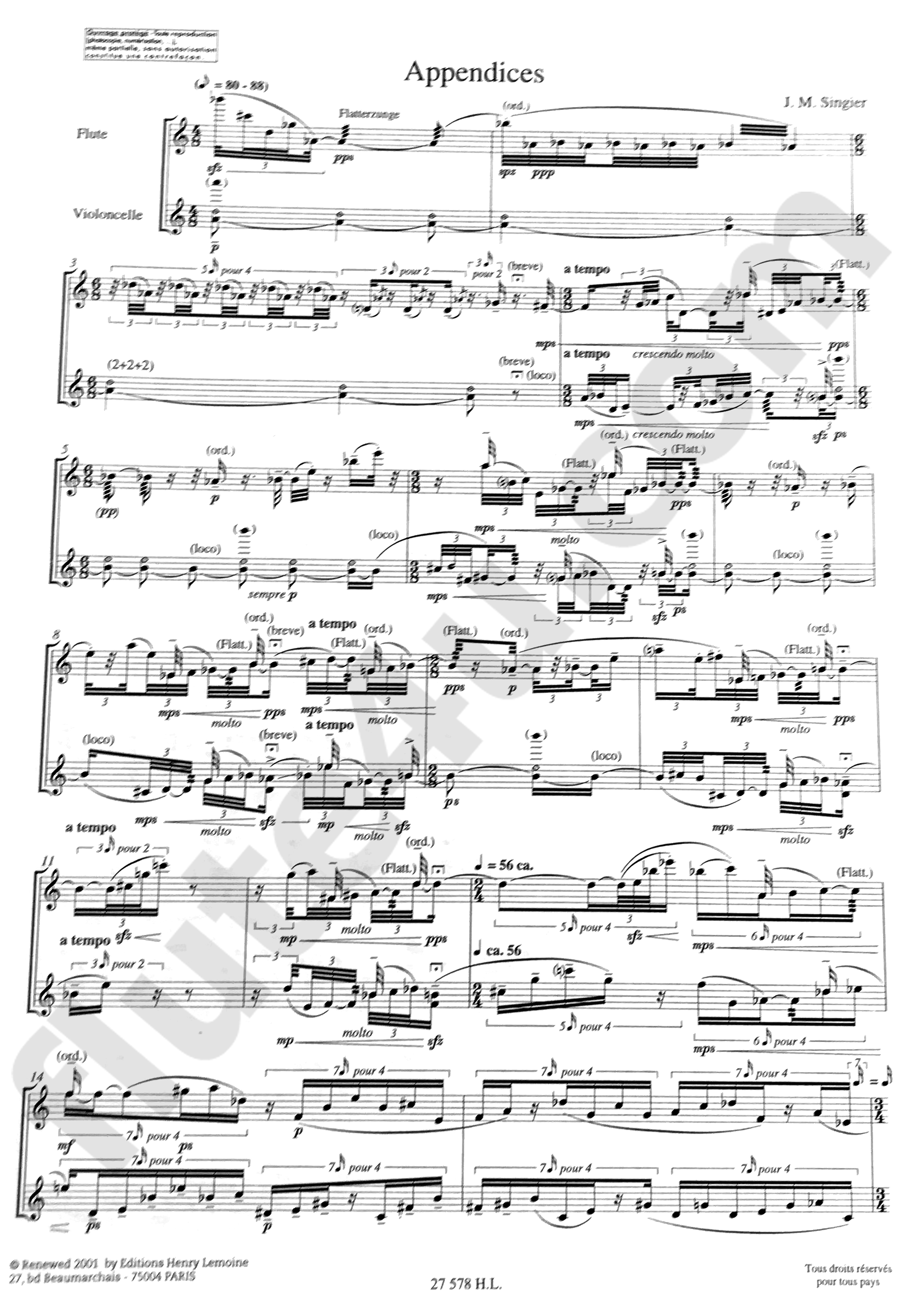 Singier, JM :: Appendices