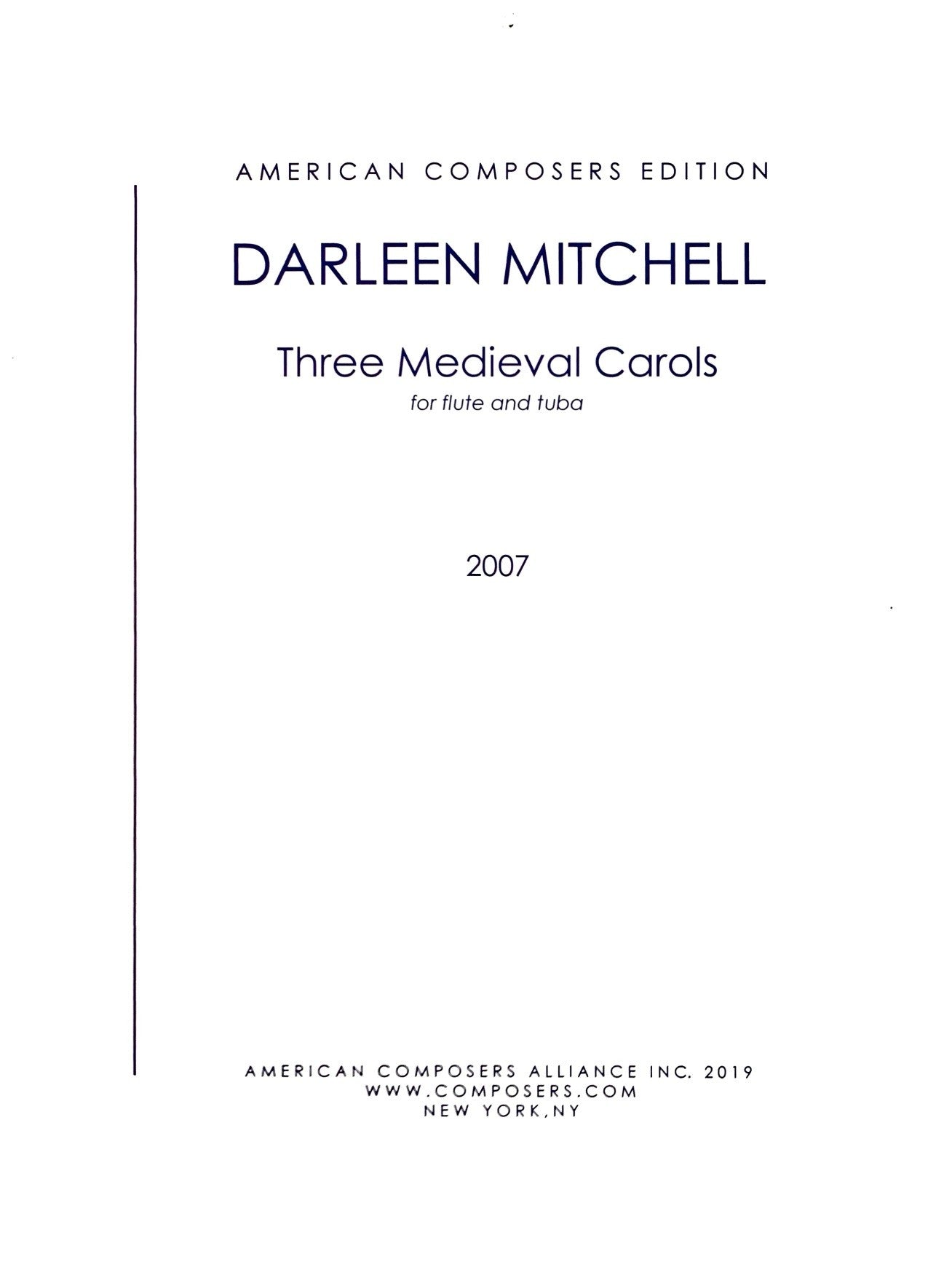 Mitchell, D :: Three Medieval Carols