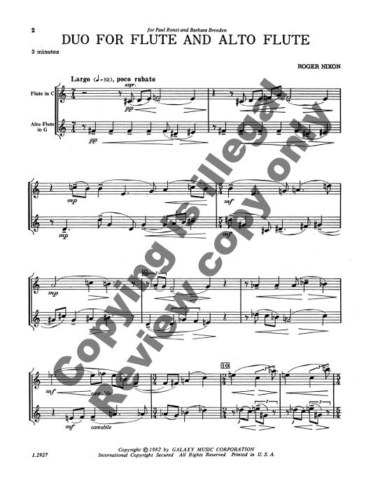 Nixon, R :: Duo for Flute and Alto Flute