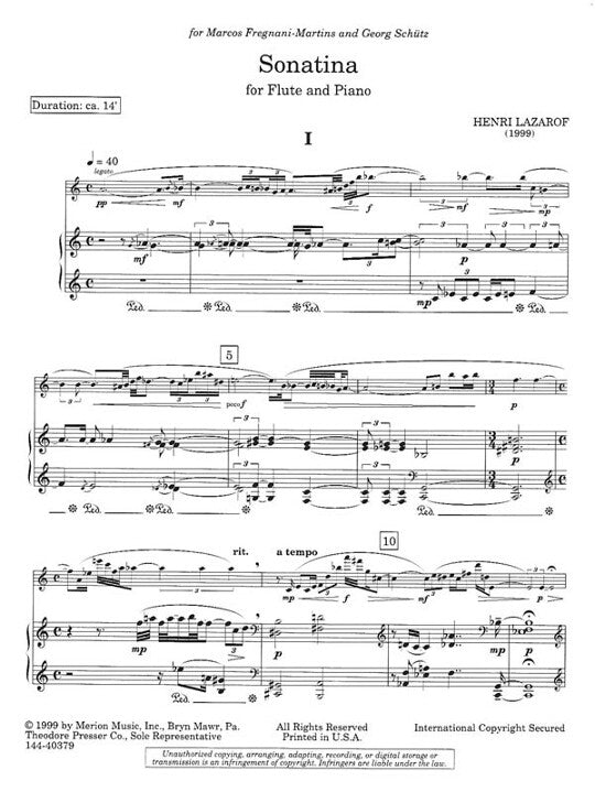Lazarof, H :: Sonatina