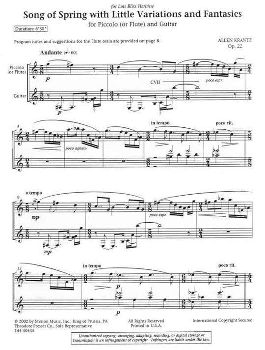 Krantz, A :: Song of Spring with Little Variations and Fantasies