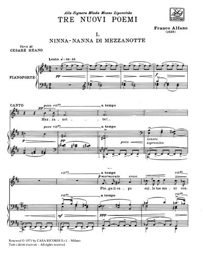 Alfano, F :: Ninna-Nanna di Mezzanotte