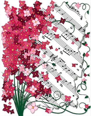 Boxed Note Cards - Floral Sheet Music