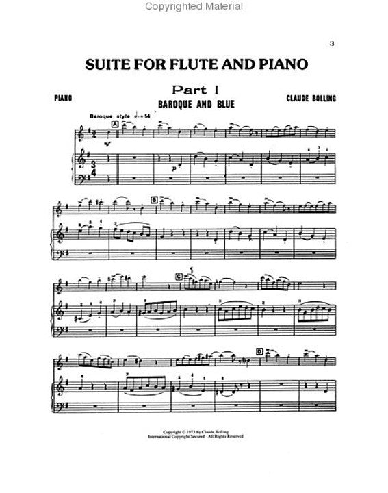 Bolling, C :: Suite for Flute and Jazz Piano Trio