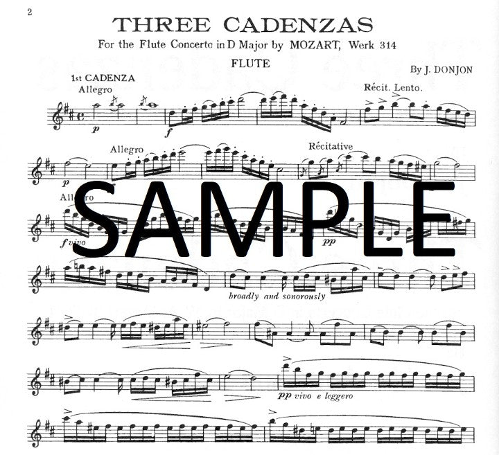 Donjon, J; Andersen, J :: Two Sets of 3 Cadenzas (for Mozart's Flute Concerto in D Major, K. 314)