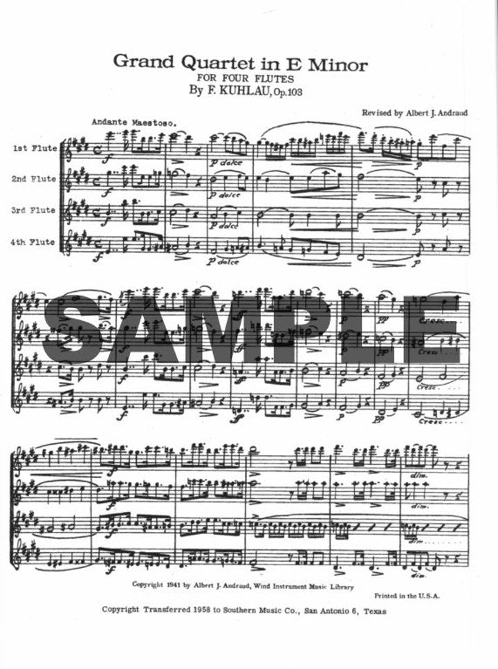 Kuhlau, F :: Grand Quartet in E Minor, Op. 103