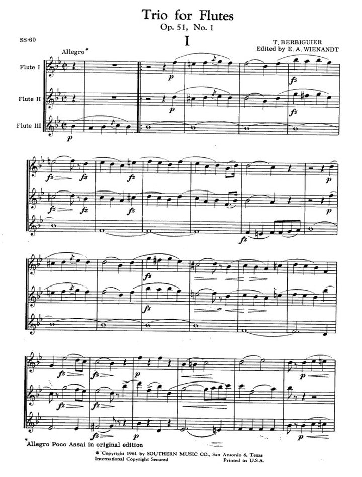 Berbiguier, BT :: Trio for Flutes Op. 51, No. 1