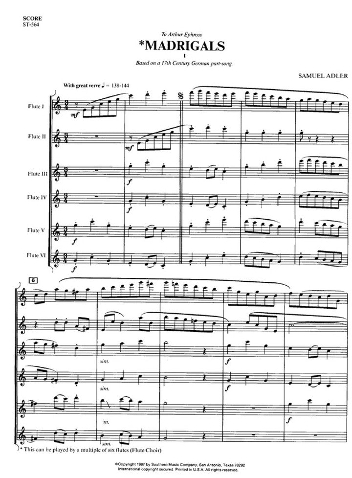 Adler, S :: Madrigals