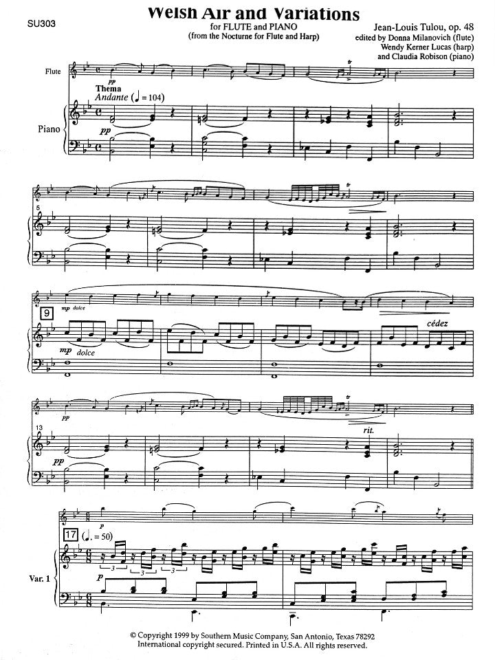 Tulou, J-L :: Welsh Air and Variations on 'All Through the Night' op. 48