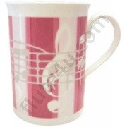Bone China Mug - Pink Striped Music Notes