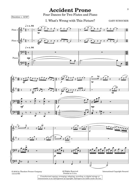 Schocker, G :: Accident Prone: Four Dances for Two Flutes