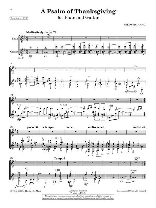 Hand, F :: A Psalm of Thanksgiving