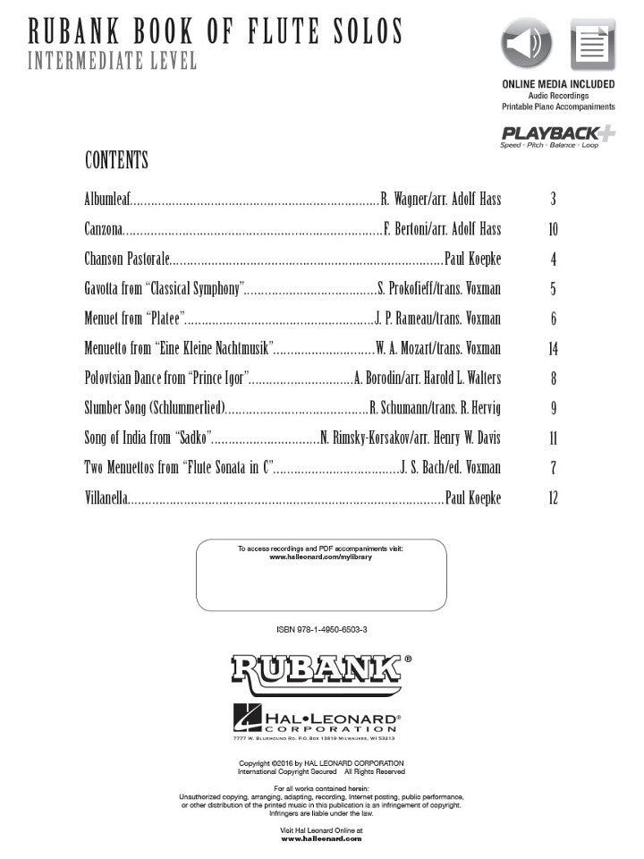 Various :: Rubank Book of Flute Solos - Intermediate Level