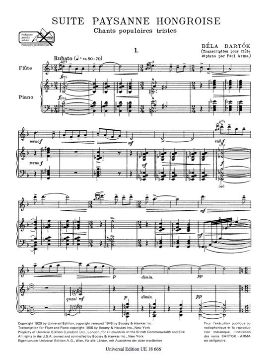 Bartok, B :: Suite Paysanne Hongroise