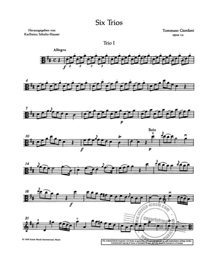 Giordani, T :: 6 Trios Op. 12 - Volume 1