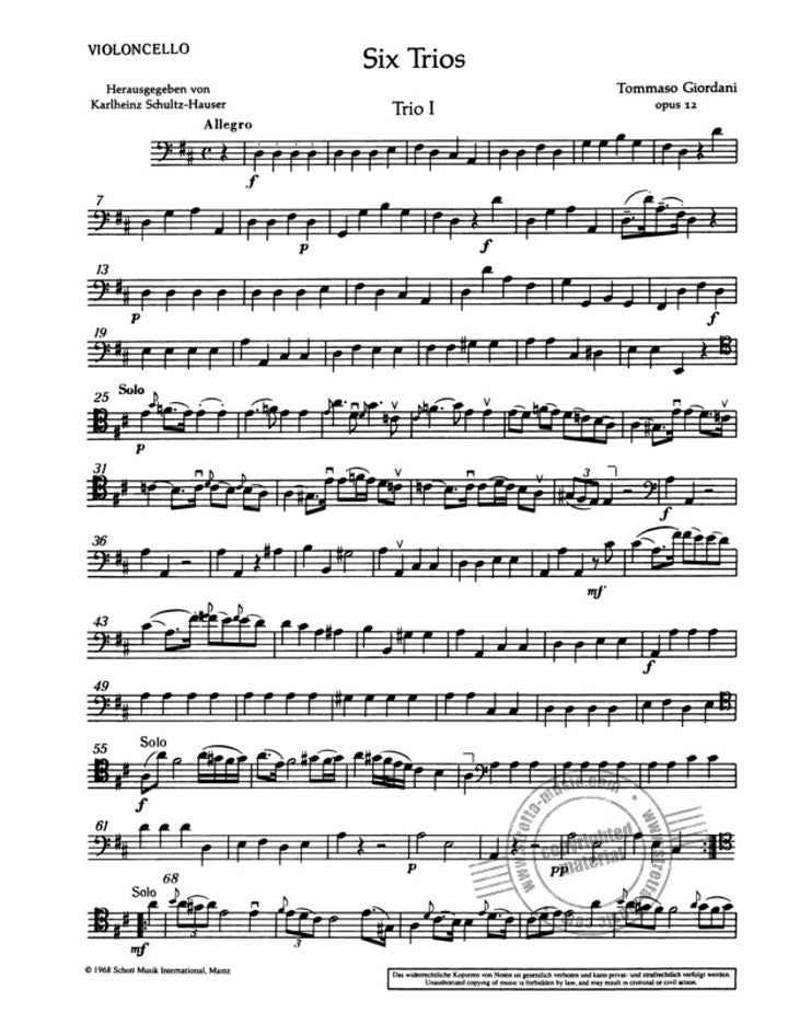 Giordani, T :: 6 Trios Op. 12 - Volume 1