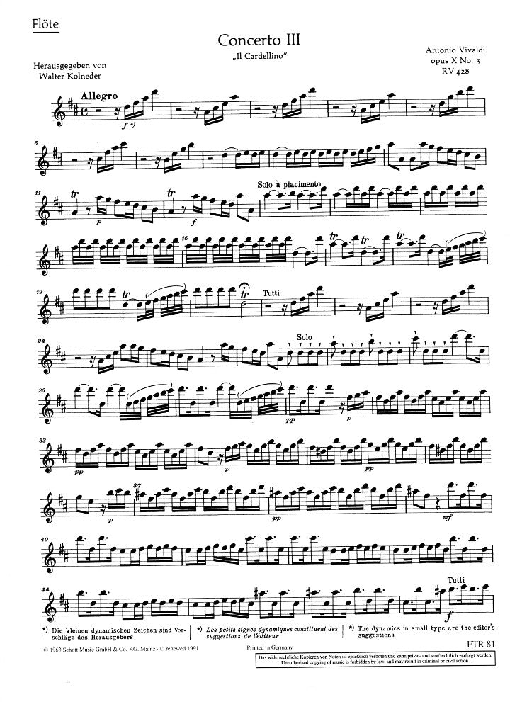 Vivaldi, A :: Concerto in D Major op. 10, No. 3 - 'Il Cardellino'