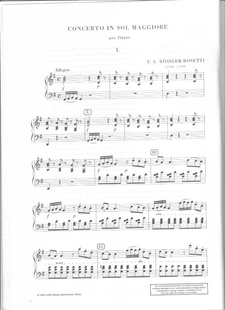 Rossler-Rosetti, F :: Concerto in G Major