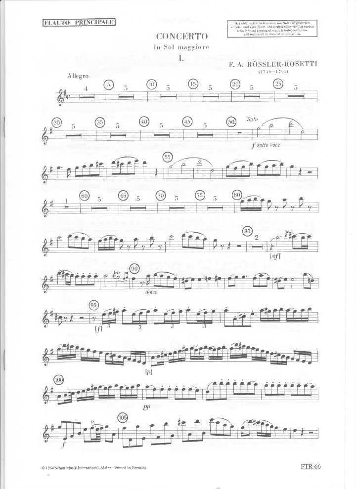 Rossler-Rosetti, F :: Concerto in G Major