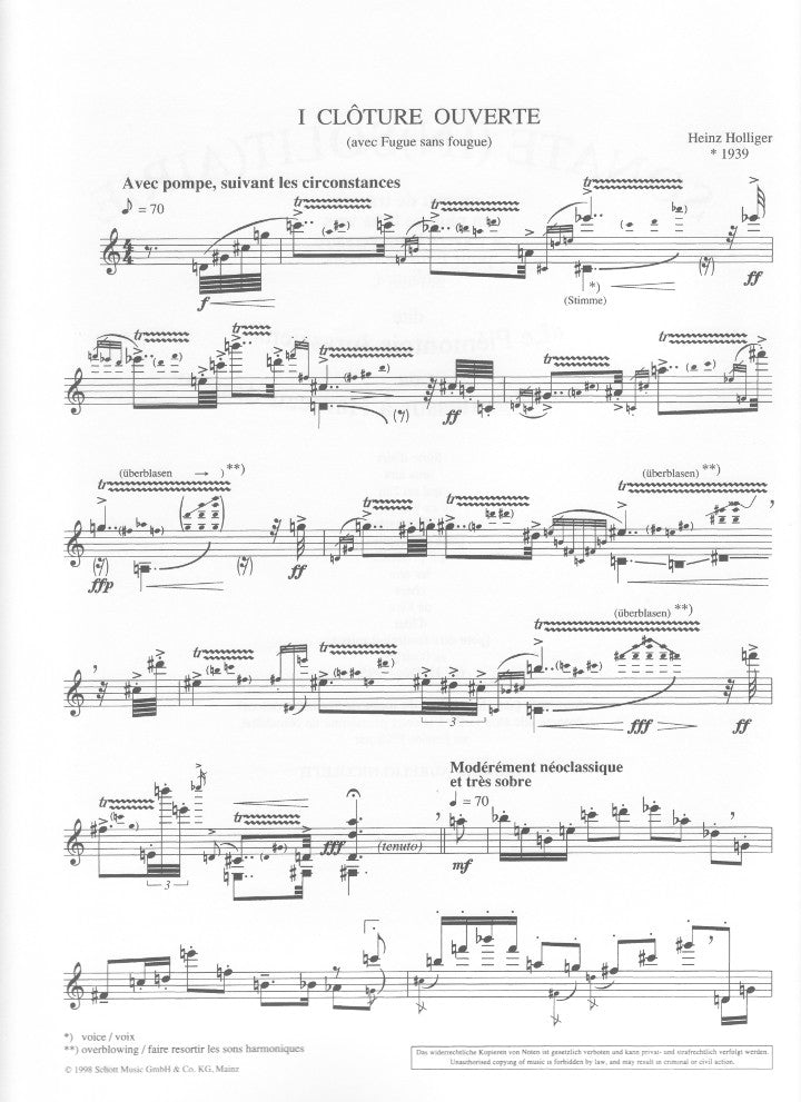 Holliger, H :: Sonate (in)solit(air)e