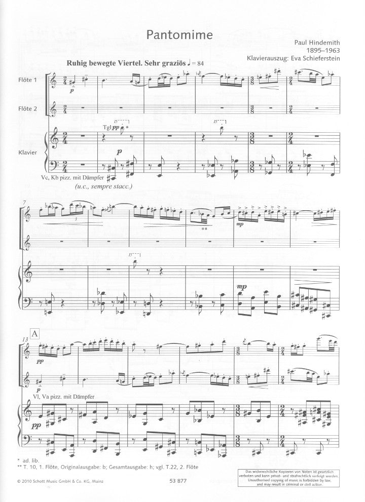 Hindemith, P :: Pantomime from the Opera 'Cardillac'