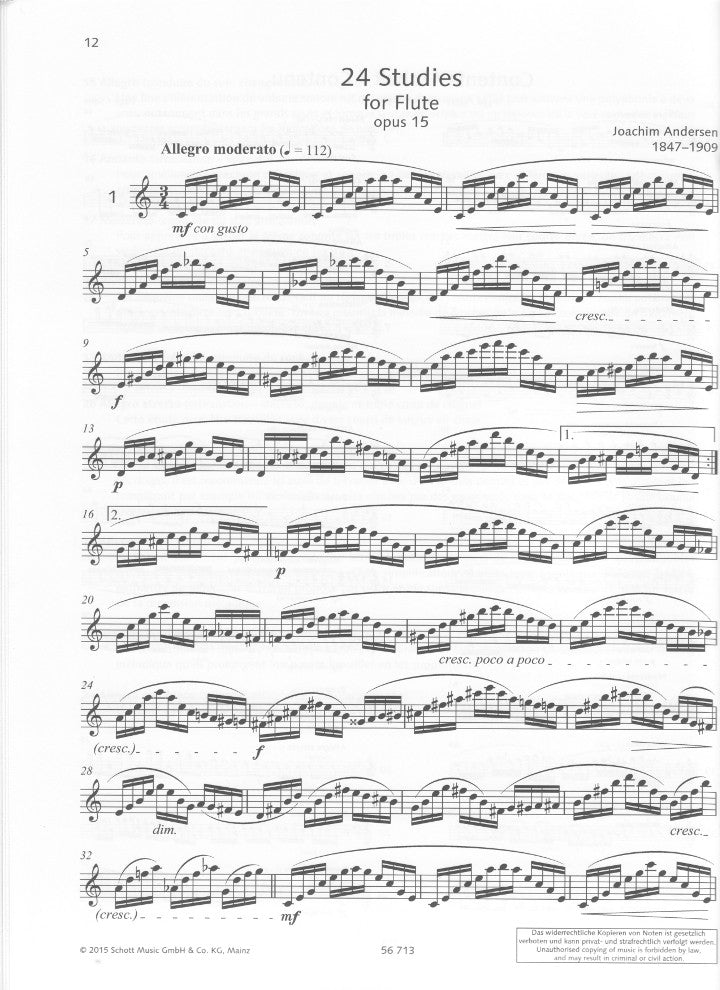Andersen, J :: 24 Studies, op. 15