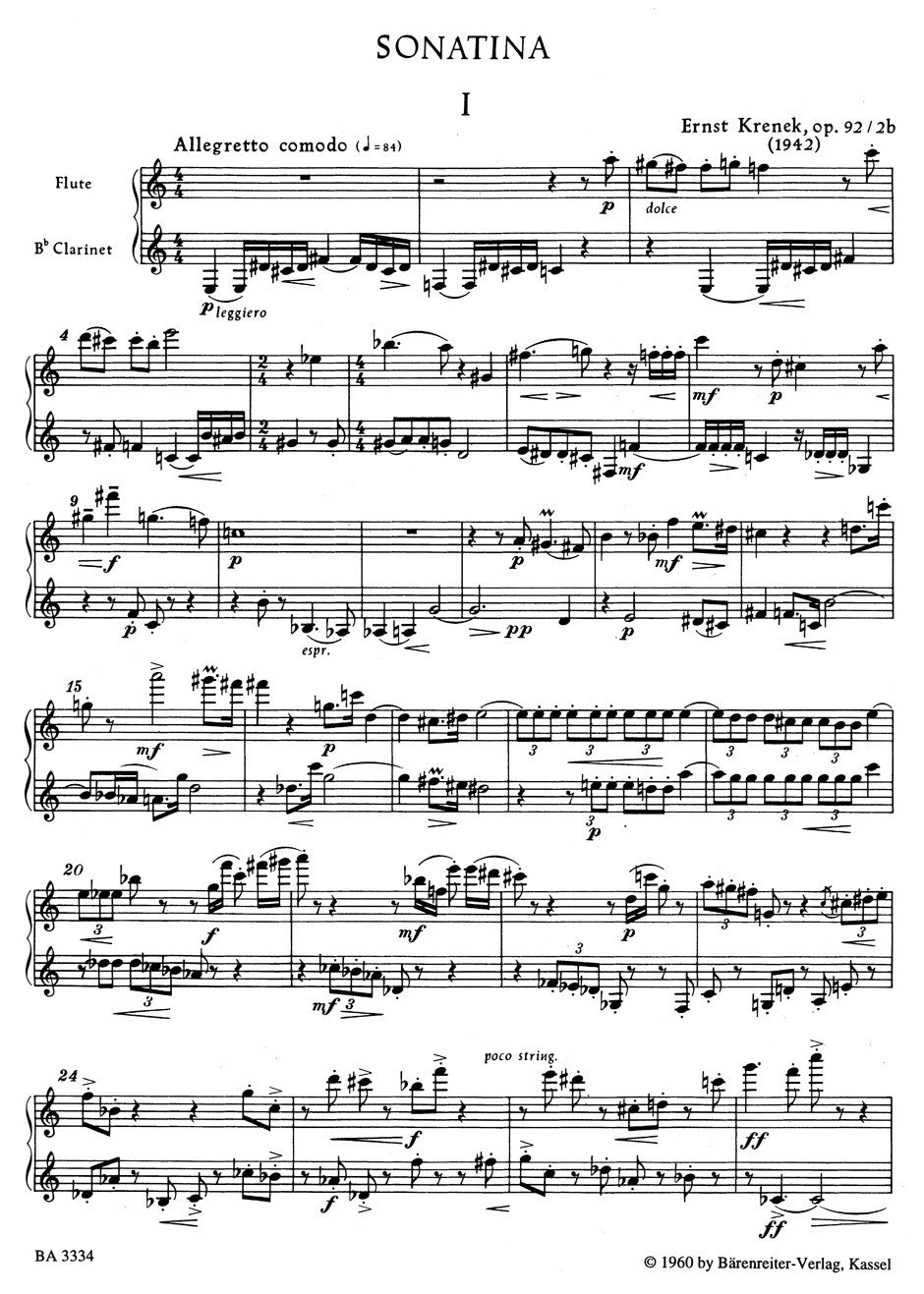Krenek, E :: Sonatina op. 92/2b