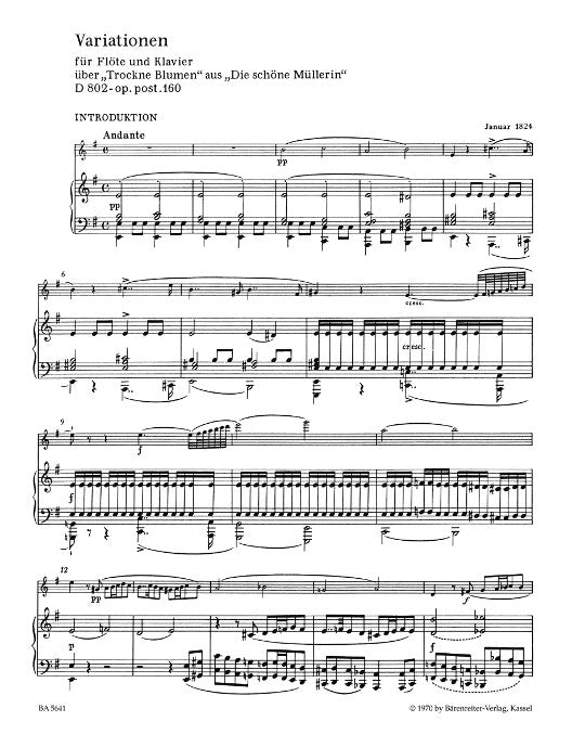 Schubert, F :: Variationen uber 'Trockne Blumen' D. 802 (Introduction and Variations op. 160)