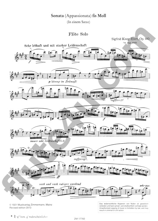 Karg-Elert, S :: Sonata (Appassionata) in F sharp minor op. 140