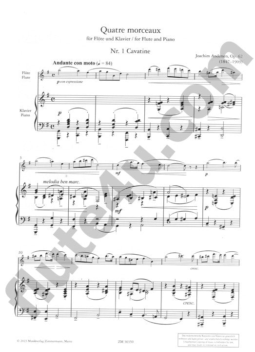 Andersen, J :: Quatre morceaux, op. 62