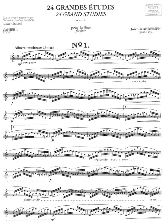 Andersen, J :: 24 grandes etudes opus 15 - Volume 1