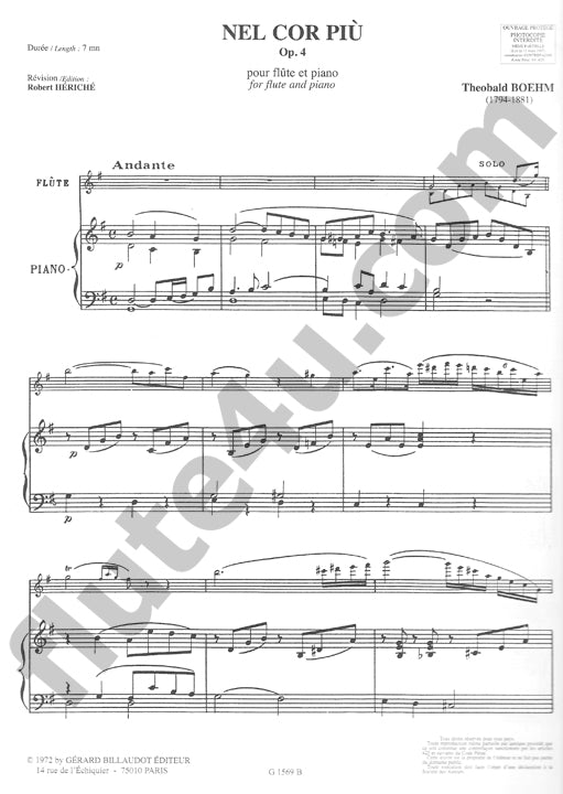 Boehm, T :: Nel cor piu op. 4
