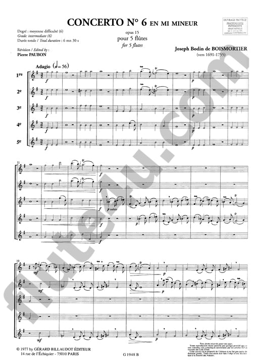 Boismortier, JB :: Concerto No. 6 op. 15