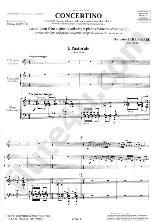 Tailleferre, G :: Concertino
