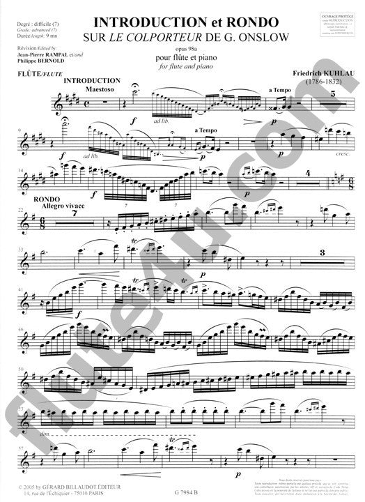 Kuhlau, F :: Introduction et Rondo sur le colporteur de G. Onslow, op. 98a