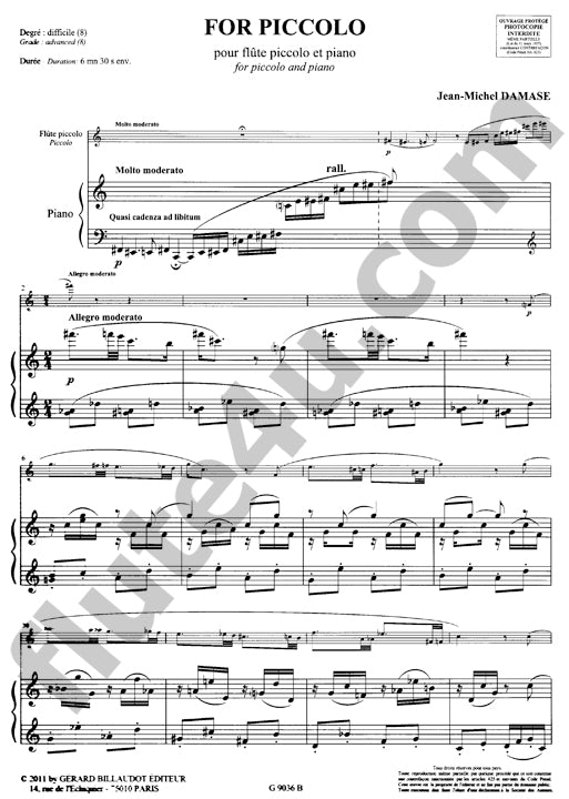 Damase, J-M :: For piccolo