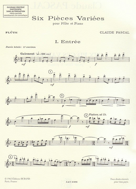 Pascal, C :: Six Pieces Variees