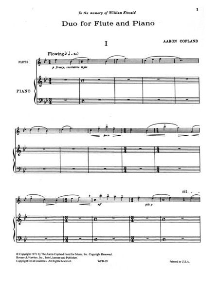 Copland, A :: Duo for Flute and Piano