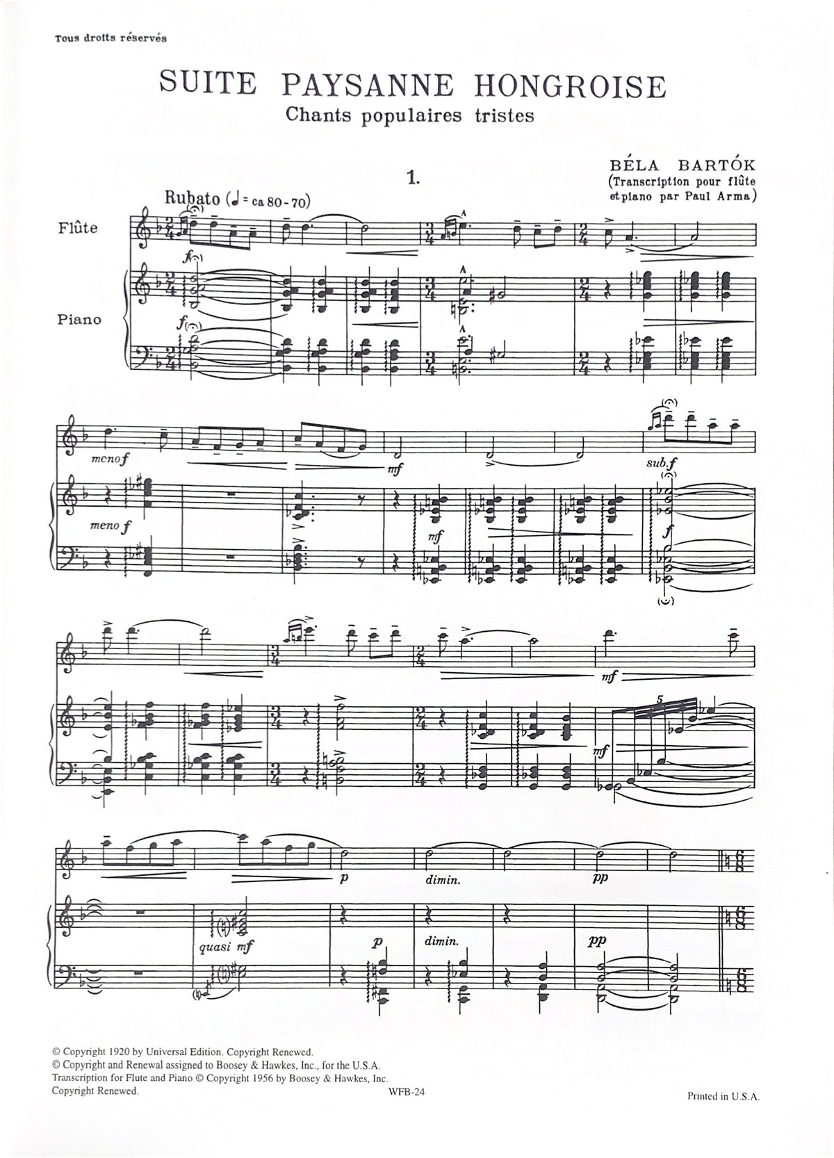 Bartok, B :: Suite Paysanne Hongroise