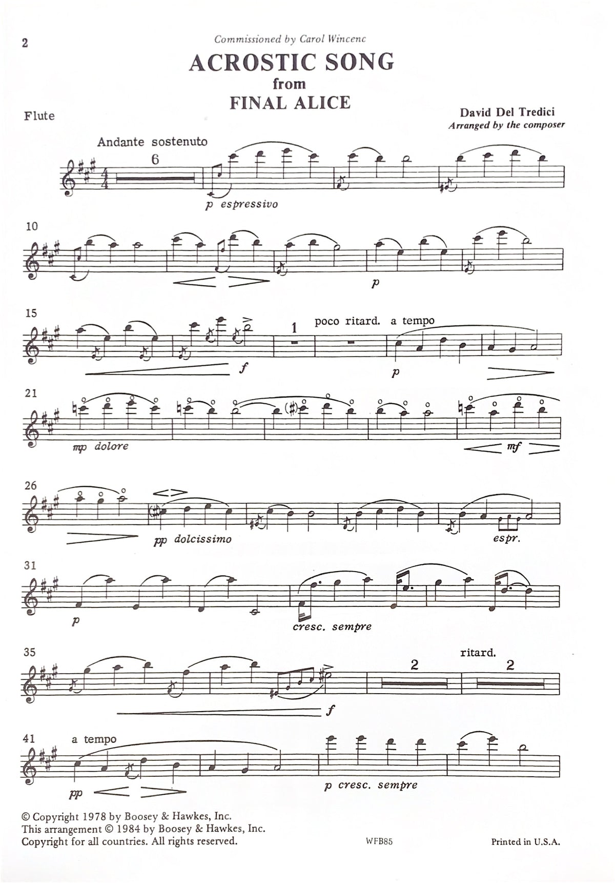 del Tredici, D :: Acrostic Song
