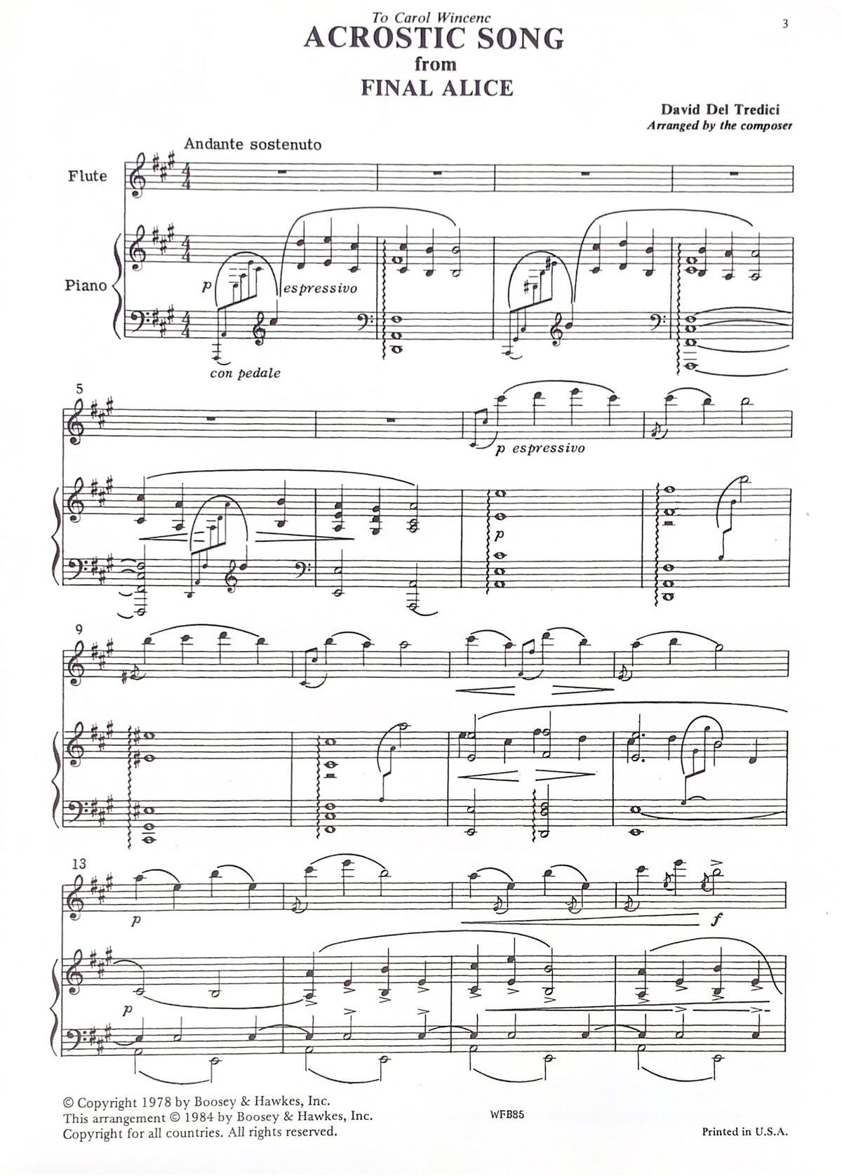 del Tredici, D :: Acrostic Song