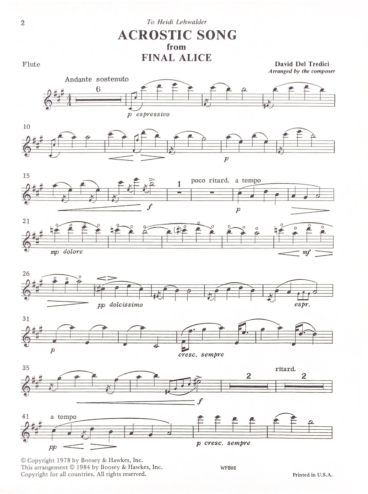 del Tredici, D :: Acrostic Song
