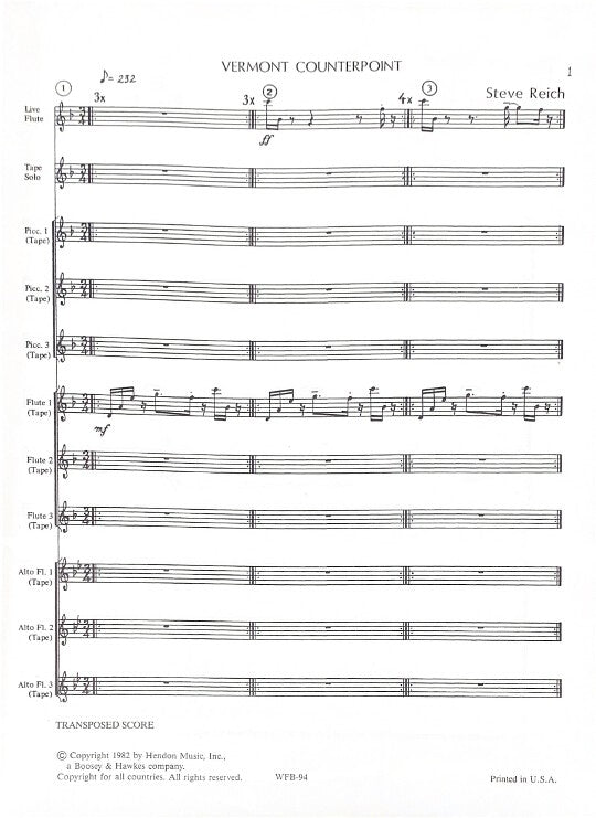 Reich, S :: Vermont Counterpoint
