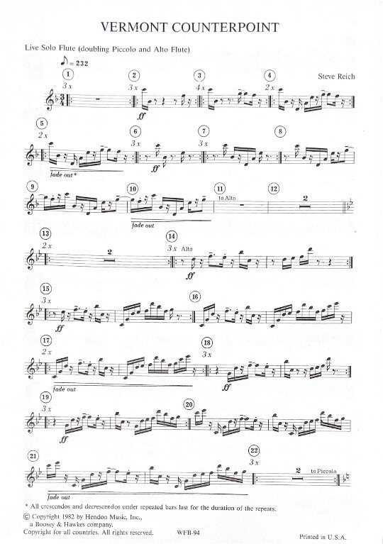 Reich, S :: Vermont Counterpoint