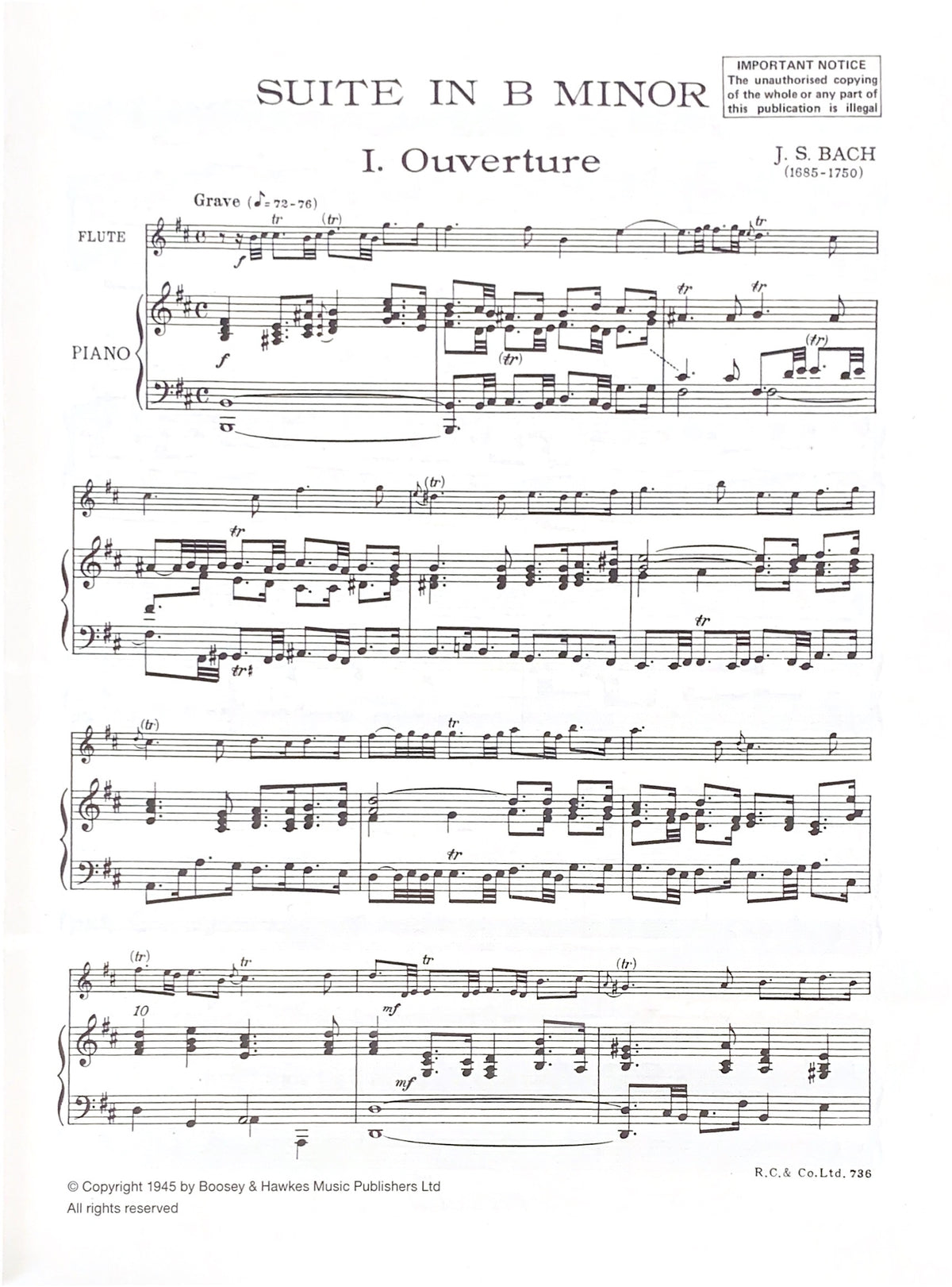 Bach, JS :: Suite in B Minor BWV 1067