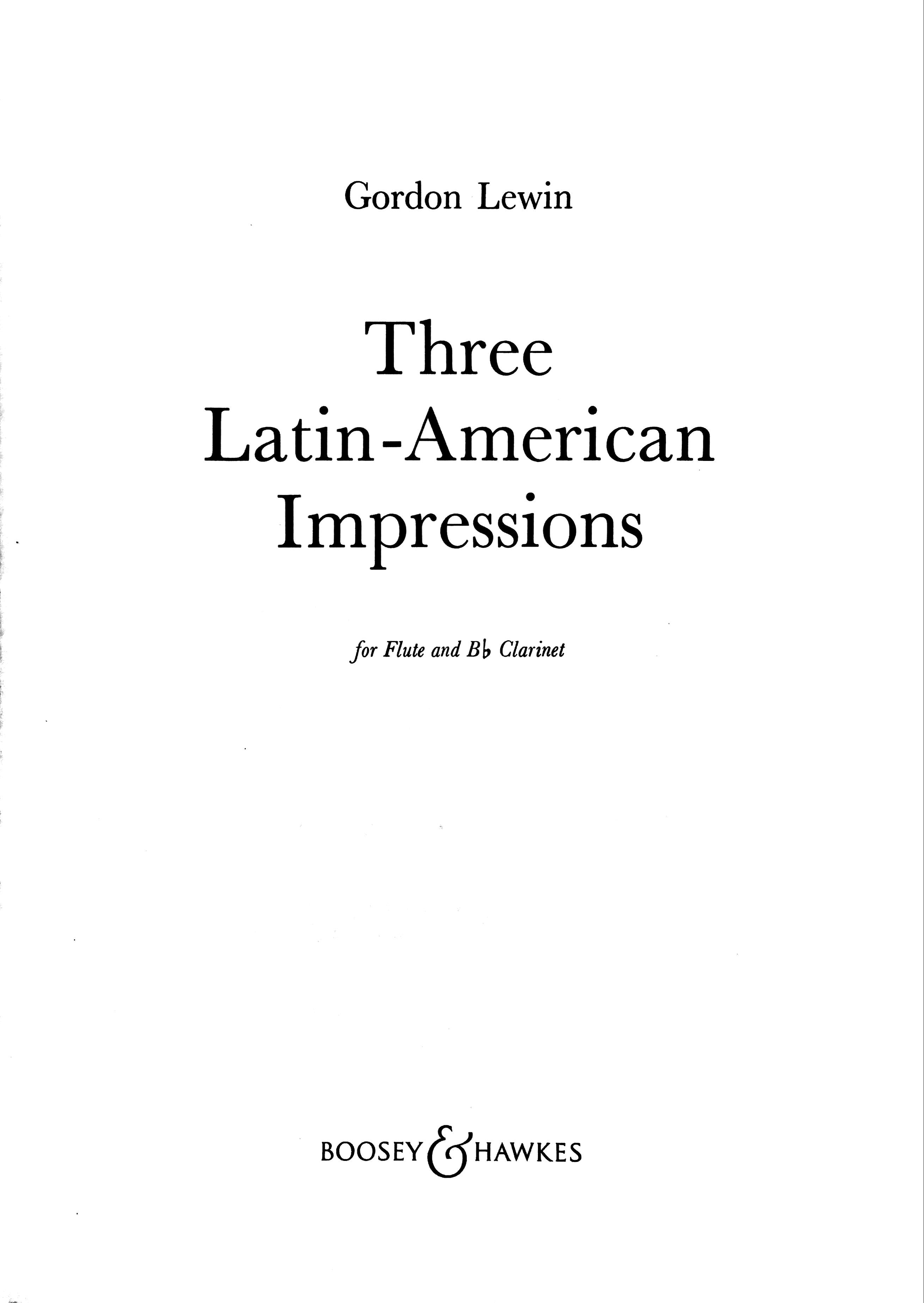 Lewin, G :: Three Latin-American Impressions