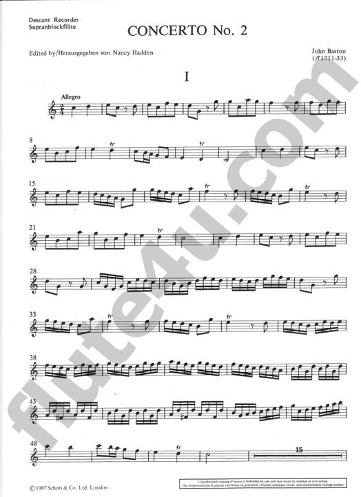 Baston, J :: Concerto No. 2 in C Major