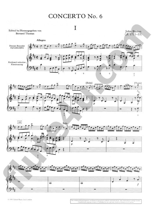 Baston, J :: Concerto No. 6 in D Major